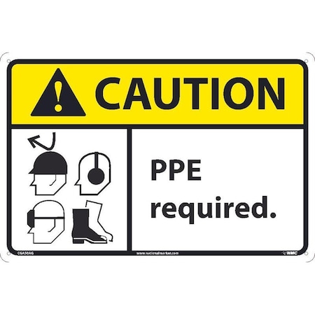 Nmc CAUTION, PPE REQUIRED, 7X10, 050 CGA50R